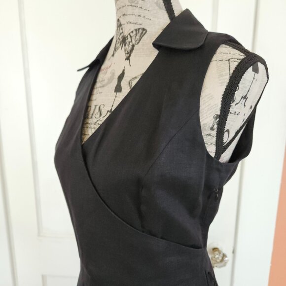 Jones NY Linen Collar Dress S-4 - Picture 4 of 8